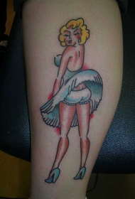 小腿性感的女生卡通纹身图案