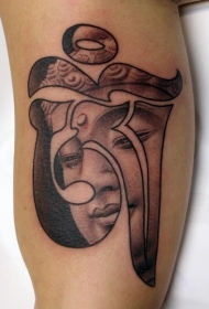 大臂佛教字符与佛像纹身图案