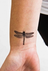 手腕小清新黑灰蜻蜓纹身图案