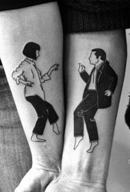 情侣手臂黑色跳舞男女纹身图案