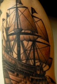 海盗船黑色纹身图案