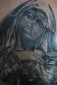 胸部和腹部宗教风格祈祷妇女纹身图案