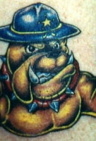 警长犬和手枪纹身图案