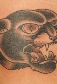 豹头黑色个性纹身图案