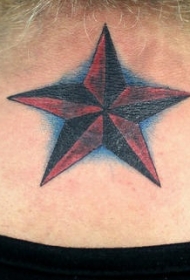 红色和黑色五角星纹身图案