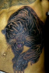 邪恶的黑豹腰部纹身图案