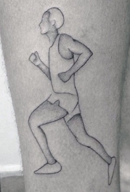 小腿简单的黑色运行的人纹身图案