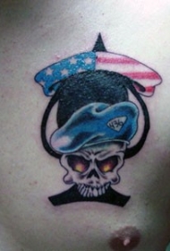 胸部空军符号骷髅纹身图案