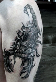 大臂有趣的黑色蝎子纹身图案