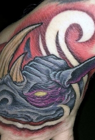 手臂梦幻卡通恶魔犀牛纹身图案