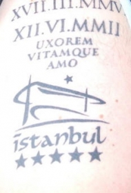 黑色五角星与字母纹身图案