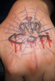 手背皇冠血腥字母纹身图案