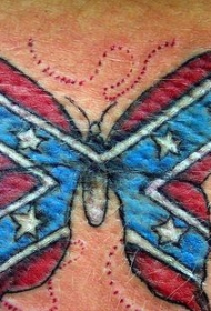 蝴蝶与联盟国旗纹身图案