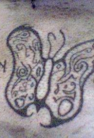 部落蝴蝶线条纹身图案
