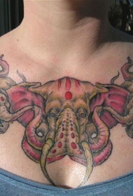 令人惊叹的大象胸部纹身图案