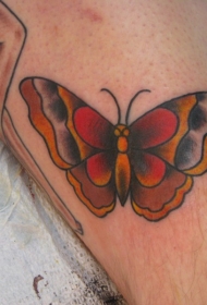 红色灰色和黄色传统蝴蝶纹身图案