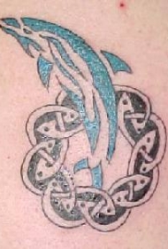 凯尔特结和海豚纹身图案