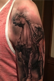 黑灰风格难以置信的战马纹身图案