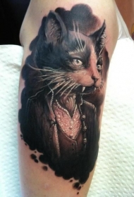 穿衣服的猫肖像纹身图案