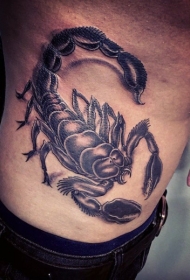 侧肋好看的黑色蝎子纹身图案
