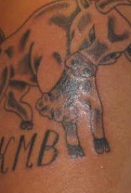 一头牛和字母纹身图案