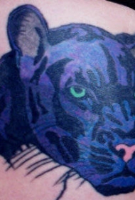 蓝色的豹头纹身图案
