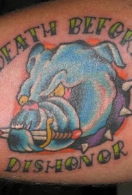 恶魔斗牛犬与英文字母纹身图案