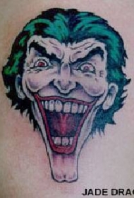 经典笑脸小丑绿头发纹身图案