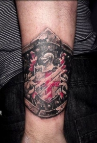 手腕立体的红色家庭徽章纹身图案