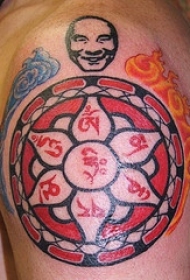 大臂佛教生命之轮纹身图案