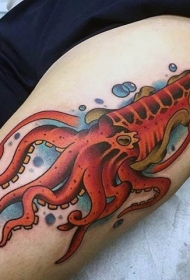 手臂卡通彩色鱿鱼纹身图案