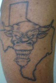 愤怒的公牛线条纹身图案
