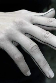 手指个性简约黑色线纹身图案