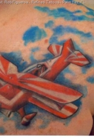 肩部彩色尼斯喷气机纹身图案