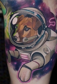彩绘太空狗卡通纹身图案