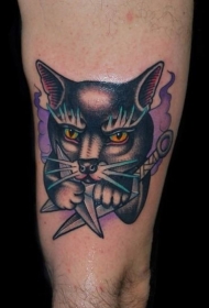 猫和匕首纹身图案