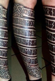 小腿古代凯尔特图腾字符纹身图案