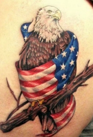 鹰裹美国国旗爱国纹身图案