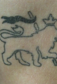 狮子和王冠与国旗纹身图案