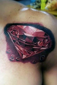 肩部彩绘红色钻石纹身图案