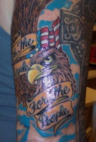 爱国鹰美国国旗字母纹身图案