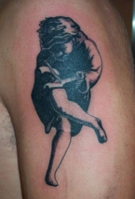 腿部女孩切割自己的腿纹身图案