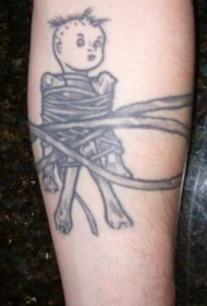 手臂灰色小男孩被捆绑缠绕纹身图片