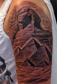 大臂埃及金字塔风景逼真纹身图案