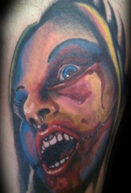 恐怖的女性僵尸脸部纹身图案