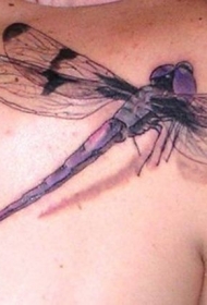 紫色逼真的蜻蜓纹身图案