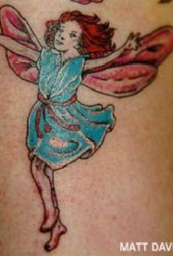 快乐的卡通小仙女彩色纹身图案
