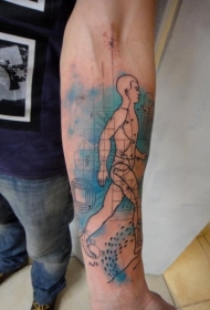 手臂科学型彩色数字人体纹身图案