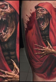 吓人的彩色邪恶巫师纹身图案