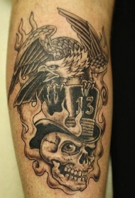 手臂骷髅鹰纹身图案